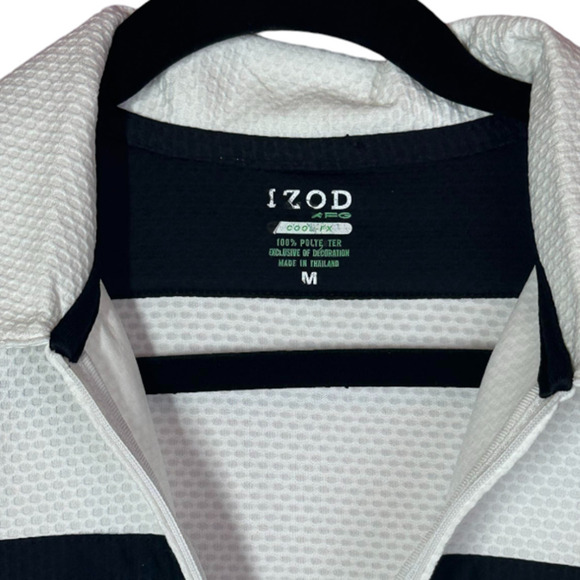 Women's Izod Cool FXG Short Sleeve 1/4 Zip Top White Black Green Y2K Style Sz M - Picture 6 of 6